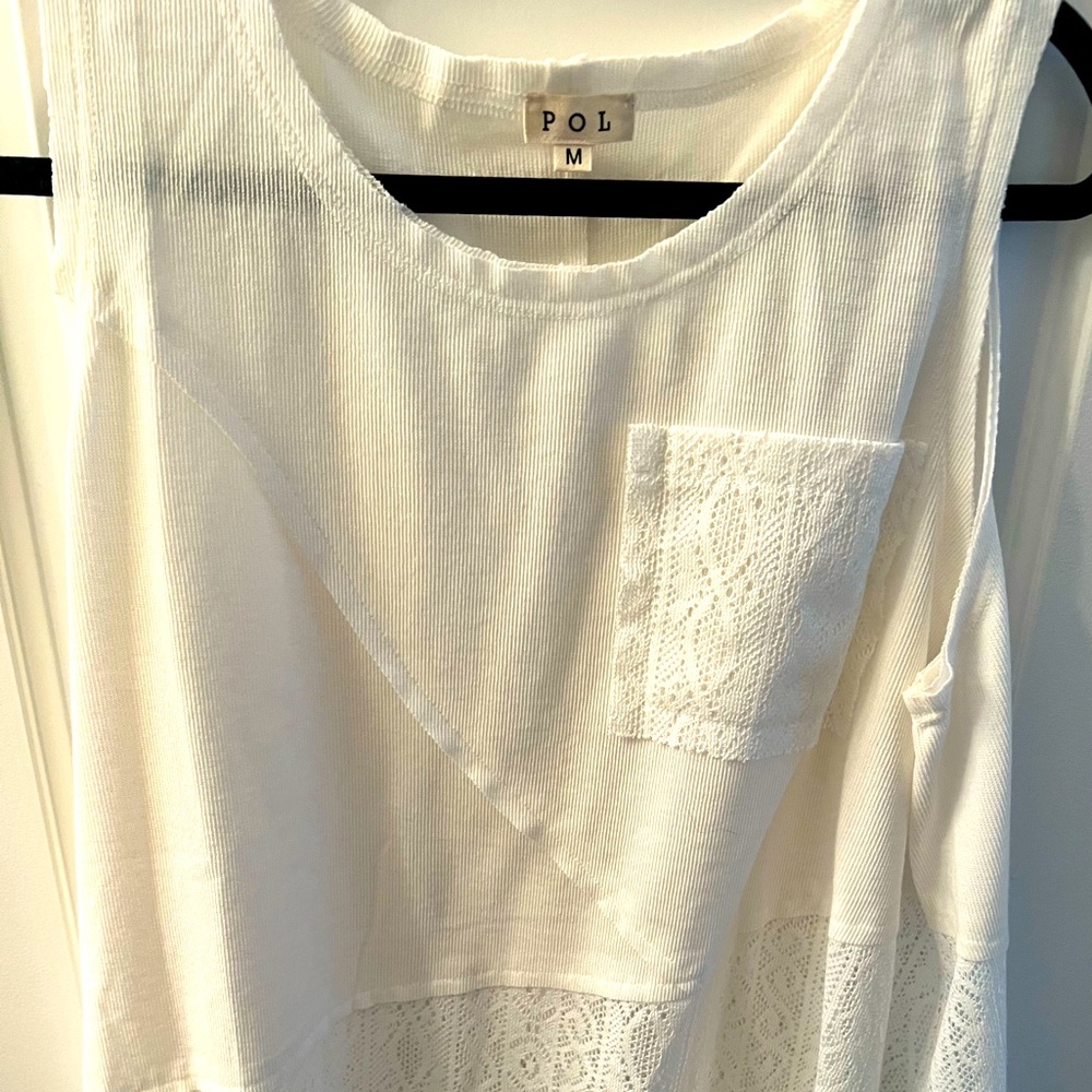 White POL Tank with lace
